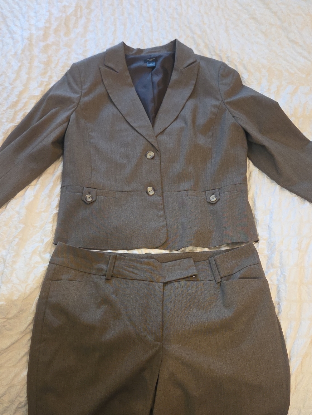 Ann Taylor Brown Two-Button Tailored Blazer and Pants Set